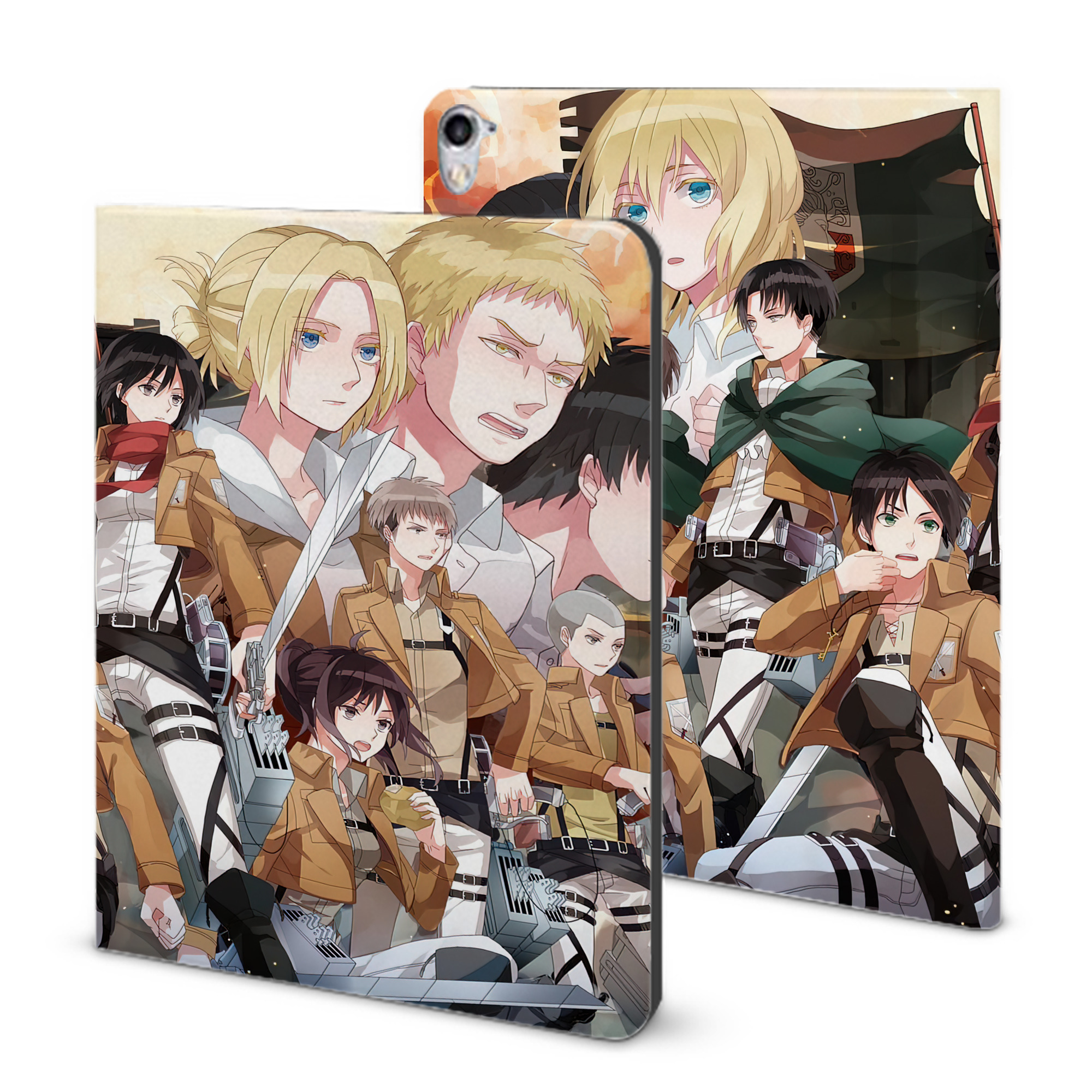 （画像用） 進撃の巨人 Attack on Titan IPad ケース ブック型 PUレザー TPU 耐衝撃 軽量 薄型 ペン収納なし 全面保護 IPad 各モデル対応